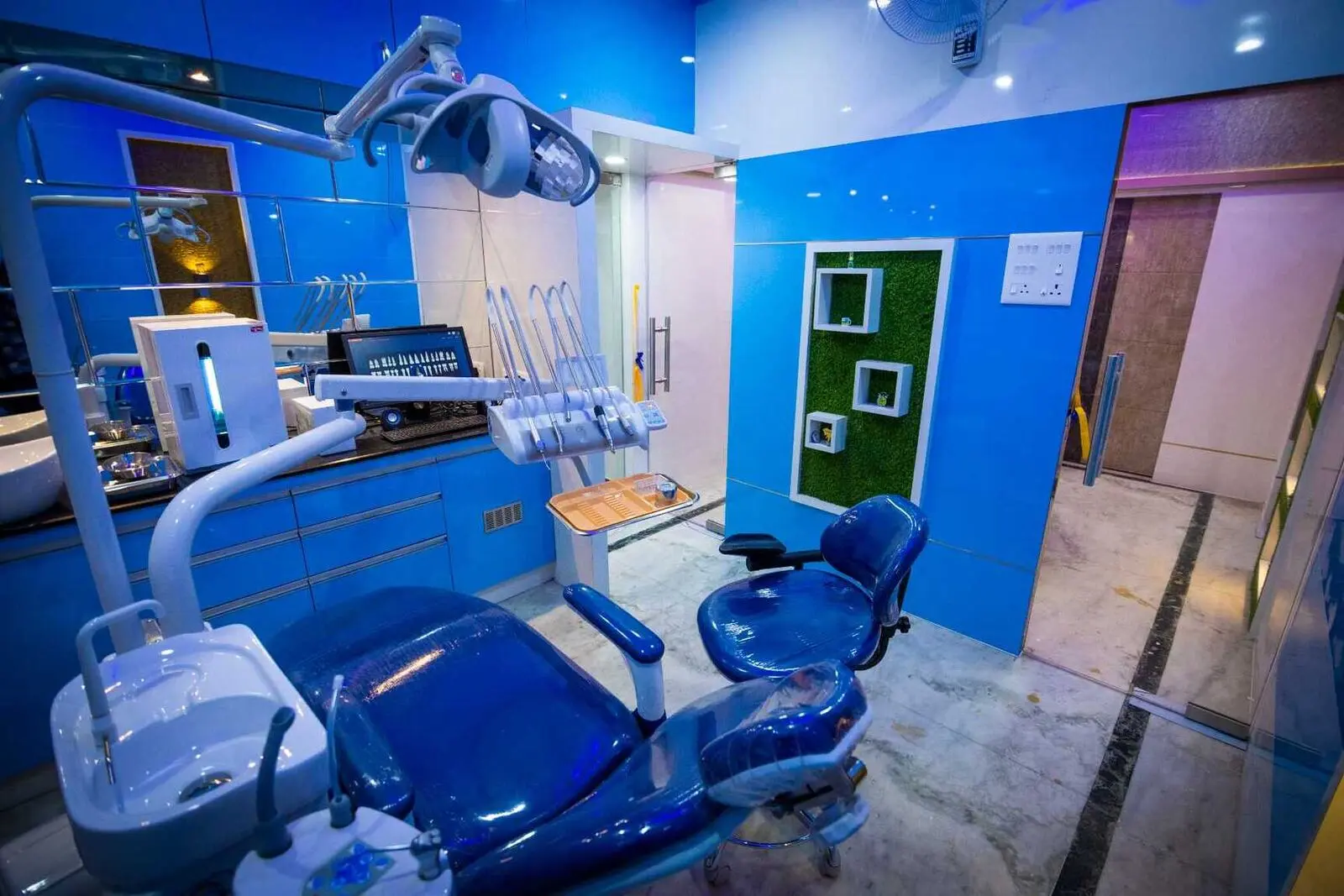 Dental care professional treating a patient